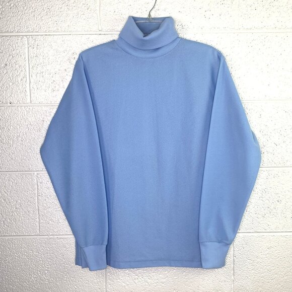 Vintage Alive By Vanderbilt Powder Blue Polyester Turtleneck Sweater M - Picture 1 of 10